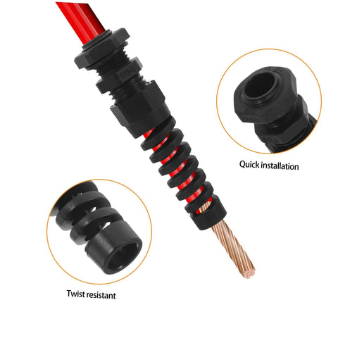 Ten Pack Adjustable Cable Connectors Kit Nylon Cable Gland Strain Relief Joints For Control Panels And Junction Boxes Durable Waterproof