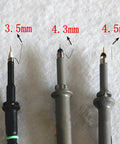 Grounding Spring Set For Oscilloscope Probes, 5-piece multi-size 3.5mm 4.3mm 4.5mm torsion springs shown with probes