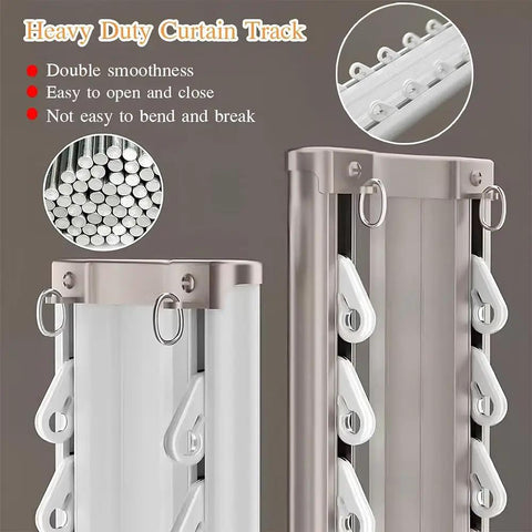 Heavy Duty Dual Aluminum Sliding Door Track With Hella Smooth Gliding Rails For Ceiling Mounted Barn Door Hardware Built Tough To Level Up Your Dope Home Setup In Brown, showcasing the smooth rails and durable construction.