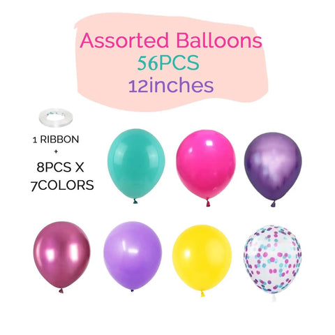 Hot Pink Purple Blue Confetti Balloons 12 Inch Set Of 56 Latex Party Balloons For Girls Birthday Decor Dollhouse Themed Parties