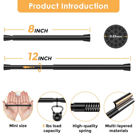 Image showing 2 Pack Tension Curtain Rods 8 To 12 Inches No Drill DIY Friendly Mini Spring Curtain Rods for slim spaces.