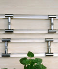 Acrylic Sliding Door Handle Kit 47.2 Inch Long Clear Double Sided Pull Handles with mounting hardware on wooden surface