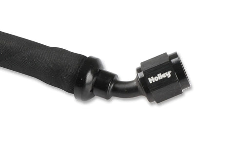Close-up of LS Steam Tube Kit For Performance Engines With Adjustable Pivoting Vent Adapters, black push-on hose option.