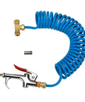 Heavy Duty Truck Air Seat Blow Gun Kit with lever handle, blue coiled nylon hose, and nozzle tip for precision dust removal.