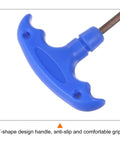 Blue T-shape handle of T Handle Hex Key Wrench H4 4mm S2 Steel T Shape Inner Hex Spanner, 119mm Length, close-up view.