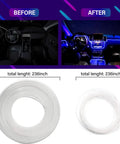 Before and after of Colorful RGB Car Interior LED Strip Light Kit With 16 Million Colors 5 In 1 Fiber Optic 236 Inches.