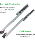 Six Pairs Of 18 Inch Soft Close Undermount Full Extension Drawer Slides Featuring Slick Ball Bearing Action And Heavy Duty Load Rating for sleek steel drawer slides.