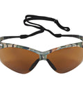Hardcore Camo Frame Safety Glasses With Bronze Tint Contrast Lenses CSA Certified lightweight design with strap for job site use.