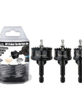 Vearter M42 bi-metal thin-wall hole saw set, 3-piece with arbors, sizes 7/8–1-3/8 in, black