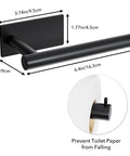 Self-Adhesive Toilet Paper Holder No Drill Matte Black Stainless Steel Wall Mounted dimensions with secure paper feature