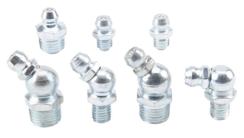 Pro Grade Metric Grease Fitting Kit 88 Pieces Assortment With Straight 45 Degree And 90 Degree Angles Includes 6mm 8mm 10mm Fittings