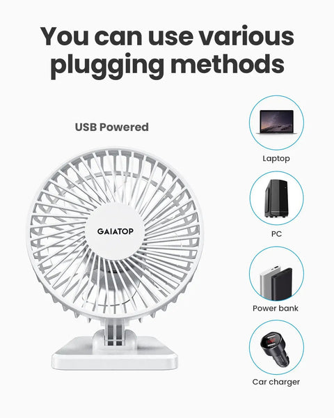 Compact USB Desk Fan Tiny But Mighty On The Go Personal Table Fan With 3 Speed Settings Adjustable Tilt And Ultra Quiet Operation