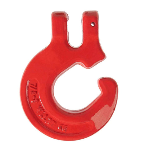 5/16 Inch Logging Chain Choker Hook G80 2 Tons Capacity 4500 Lbs, red heat-treated drop forged alloy steel choker hook front view