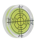 32mm Circular Bullseye Bubble Level, High Precision Round Spirit Vial with clear acrylic shell and measurement markings.