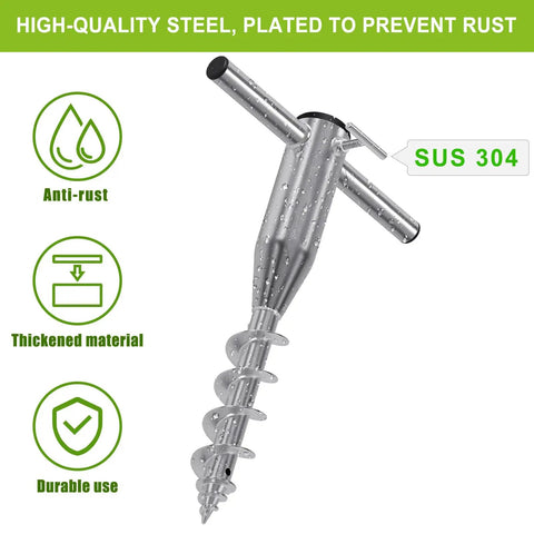 Heavy Duty Beach Umbrella Sand Anchor for Grass and Sand, Windproof In-Ground Base With 3-Sleeve Design, spiral screw steel