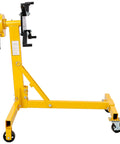 Heavy Duty 1000 Lbs Folding Engine Stand With Smooth Geared Rotating Head And True 360 Degree Swivel Base side view with yellow finish.
