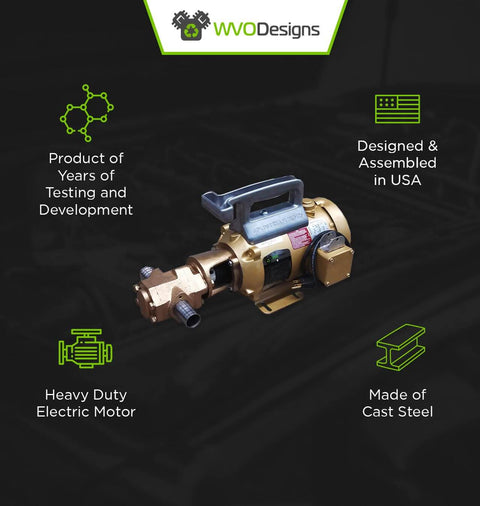 12 GPM Portable Oil Pump With Custom US Made Baldor Motor And Viton Seals showcasing design and motor features