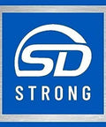 SD Strong logo with cautionary text about motor HP matching to avoid overheating, related to Condenser HVAC Motor 1/6 HP, 1 Phase, 208/230V.