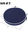 Outdoor Bistro Chair Cushions Set Of 2, 15 Inch Round Seat Cushions With Ties, Water-Resistant And UV-Resistant Polyester, 2-Inch Thick