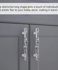 Rustic Branch Cabinet Handle Set Zinc Alloy Twig Pulls for Drawers and Closet Doors on grey cabinet