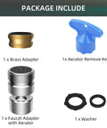 Metal Swivel Faucet Adapter For Sink To Garden Hose Chrome Finish Easy Install No Fuss Setup With G Three Fourths Male Thread Brass Connector Included For Female Faucet Heads, package contents