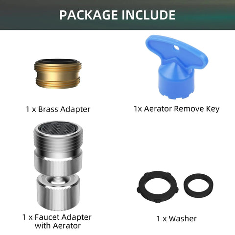 Metal Swivel Faucet Adapter For Sink To Garden Hose Chrome Finish Easy Install No Fuss Setup With G Three Fourths Male Thread Brass Connector Included For Female Faucet Heads, package contents