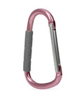 Large Handy Carabiner Stroller Clip With Textured Soft Grip Rose Gold, Heavy Duty Hook For Diaper Bags, Shopping Bags And Keys