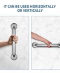 Stainless Steel Shower Grab Bar 2 Pack 24 Inch Bath Grab Handles shown used horizontally and vertically on a wall