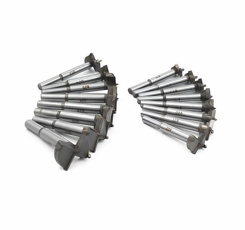 Meichoon Forstner drill bit set, 15–35 mm, 16 pcs, carbide HSS bits, two bundles shown