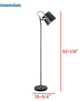 Modern Floor Lamp In Matte Black With Antique Brass Finish, Tall 57 Inch Two Tone Style For Living Room Or Bedroom, E26 Socket.