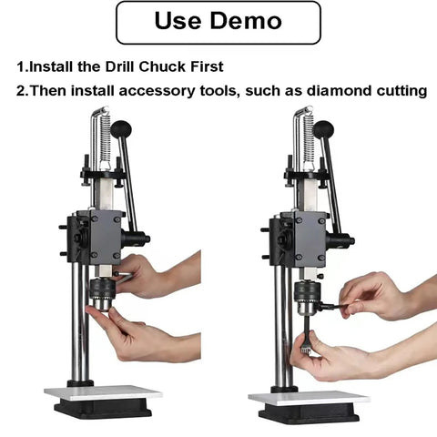 Demonstration of Leather Hole Puncher Hand Tool, Heavy Duty Manual Press For DIY Leather Craft with adjustable chuck installation