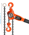 Beefy Heavy Duty 6 Ton Lever Chain Hoist Come Along With 10 Ft Lift, 13200 Lb Capacity, G80 Galvanized Carbon Steel, close-up view