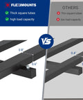 Comparison image showing thick square tubes of Two Pack 2x6ft Heavy Duty Garage Wall Shelving System versus thinner alternatives.