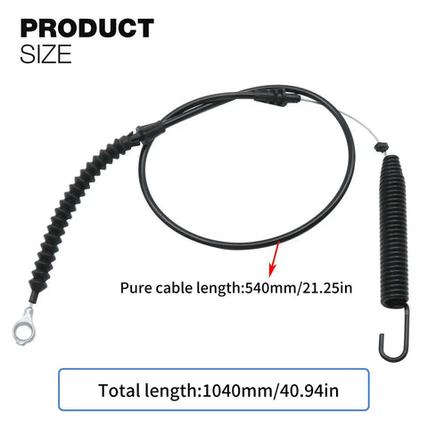 Deck Engagement Cable Kit Replacement For Craftsman, Troy-Bilt, Huskee And MTD Lawn Tractors showing cable length