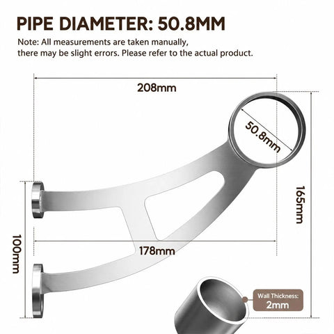 Stylish Bar Foot Railing With Dome End Caps And Complete Hardware Kit For Kitchen Island Or Restaurant To Provide Comfy Standing Support, 50.8mm pipe
