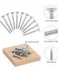 304 Stainless Steel Countersunk Wood Screws, Self Tapping Flat Head Fasteners shown with flush finish, self-tapping threads, precision tip