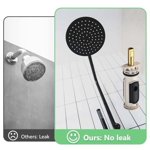 Shower Cartridge Replacement Kit For Moen 1222 Posi Temp Valves With 104421 Puller shown in no-leak comparison image