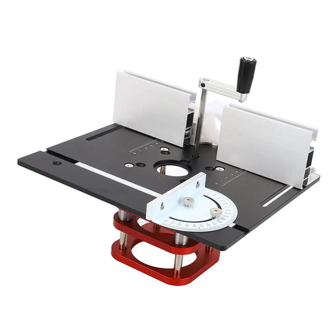 Rock Solid Router Table Base Kit With Hella Adjustable Aluminum Design And Quick Top Shelf Mounting For Universal 64 To 66Mm Motors, detailed view of aluminum router lift with precision adjustment.