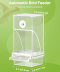 Clear Acrylic Automatic Bird Cage Feeder For Parakeets Budgies And Small Birds, No Mess Seed Dispenser 3.1x2.8x7.3 inches.