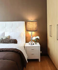 Bedroom view with one lamp from Set of 2 24.8 Inch Modern Table Lamps for Bedroom with Dual USB Charging Ports and 3 Way Dimmable Touch Control