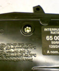 Close-up view of QOB220GFI Miniature Circuit Breaker 120 And 240 Volt 20 Amp GFI Molded Case with labeling details.