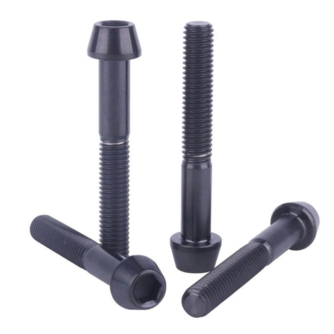 4 Pack Beefy Titanium Bolts M5x35mm With Tapered Head Allen Hex Screws Black High Strength Grade 5 6Al4V Titanium Alloy Lightweight