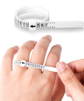 Pro Grade Ring Sizer Tool Set For Jewelry Making, silvery metal gauge measuring a finger, showing US size 7.