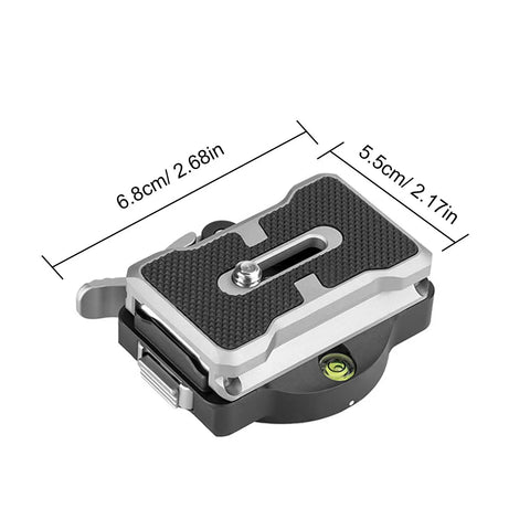 Auto Locking Quick Release Plate With Universal Tripod Base Rock-Solid Anti-Slip Stability For Sliders And Vertical Filming QF 60 Black with dimensions