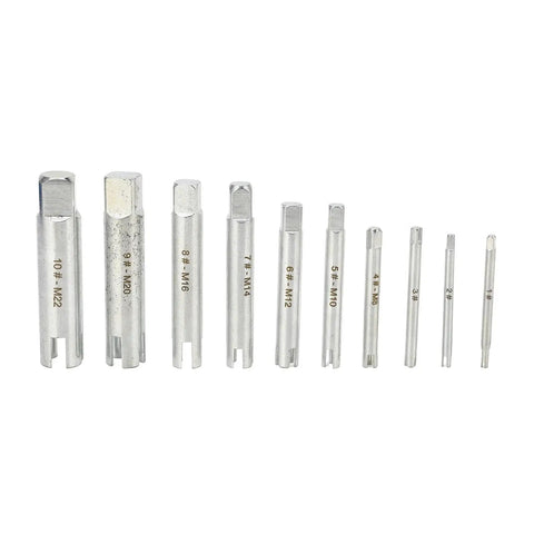 Ditch The Headache With This Badass 10Pc Screw Extractor Set That Grabs Stubbed Rusted Taps Like Crazy Using Hardened Alloy Steel For Quick Messy Repairs Without Slipping Or Stripping Threads While You Clean Up Those Corroded Jams. 10-piece alloy steel screw extractor set, sizes 1# to 10# M22