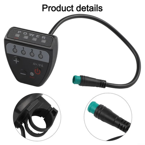 Cool New LED E Bike Display Meter Works With 36V Or 48V Bikes And Supports The Hot 02Omd Protocol For Sweet Accurate Voltage And Gear Readings On Any Ride In Stormy Or Sunny Weather. Black IP65 LED e-bike display meter with 22mm handlebar mount and cable connector