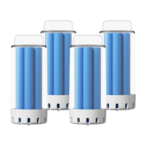 Pack of four blue and white cylindrical components for Ultra Absorbent Microfiber Mop Cloths That Trap Dust Hair And Debris For Dry And Wet Mopping