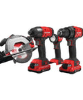 Pro Grade Garage Ready 20v Max Cordless Power Tool Combo with circular saw, impact driver, drill, and LED work light.