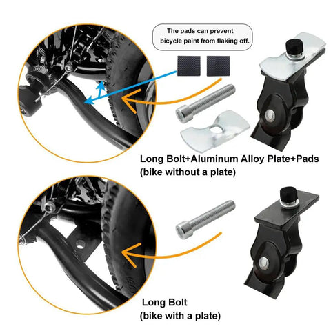 Adjustable Aluminum Bike Kickstand Center Mount For 24 To 29 Inch Mountain, Road, BMX And MTB Bikes, components view