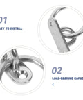 Rock Solid Stainless Steel Pad Eye Plates And Heavy Duty Mounting Rings With M5 Threads, showing installation ease and load capacity.